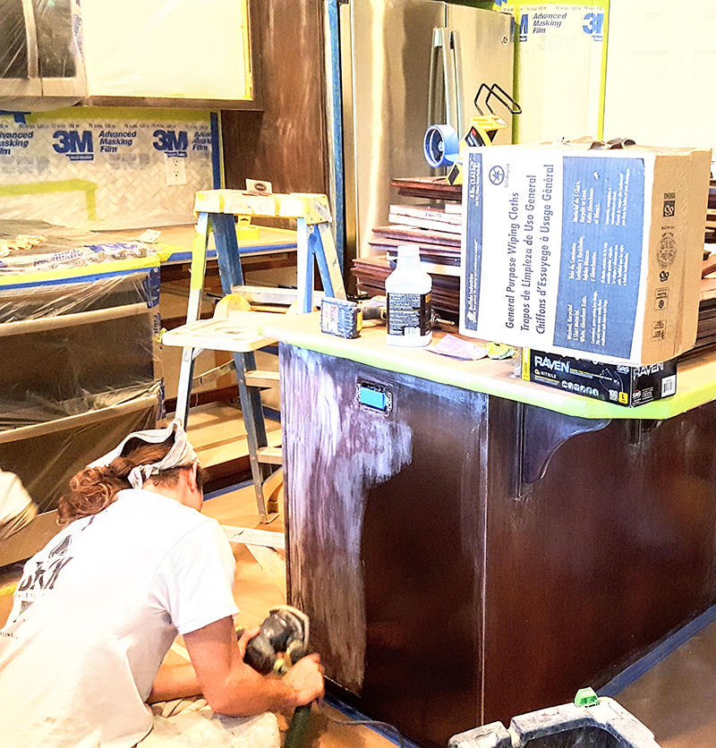 Sanding cabinets before painting