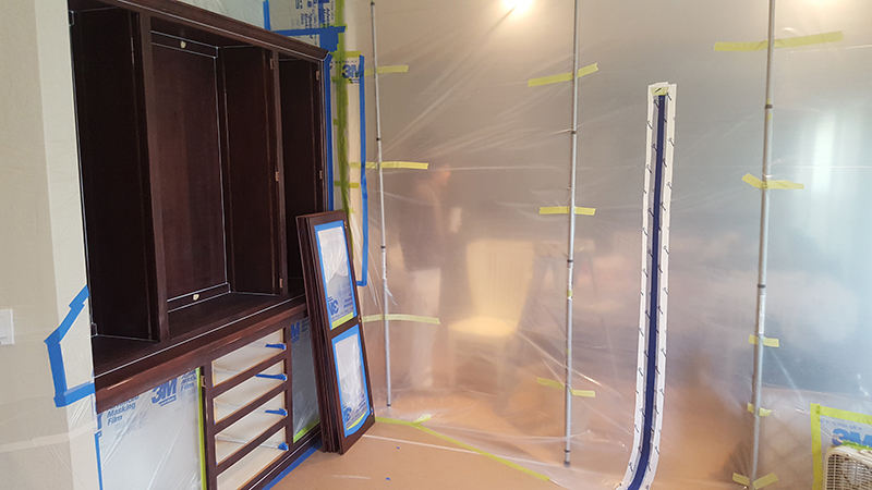 Site containment for cabinet painting